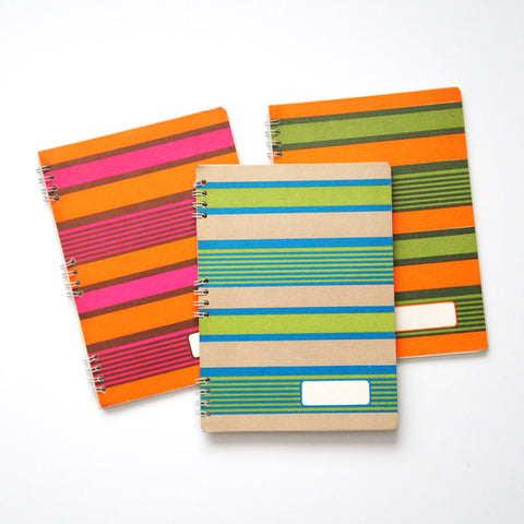 60's Italian Spiral-Bound Notebooks - Striped
