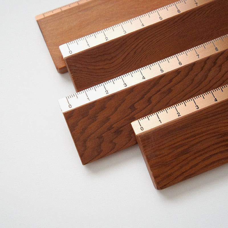 Copper Ruler Scale Handmade Wood and Copper Chilean Rulers: Made in Chile Office Supplies